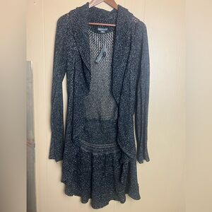 Covington Black and Gray Open Front Cardigan